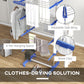 HOMCOM Garment Drying Rack Stainless Steel Folding Clothes Hanging Rack with Side Wings Castors for Indoor Outdoor Grey