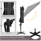 Outsunny 8'x8' Square Patio Hanging Offset Umbrella, Outdoor Cantilever Parasol w/ Cross Base, Cream White