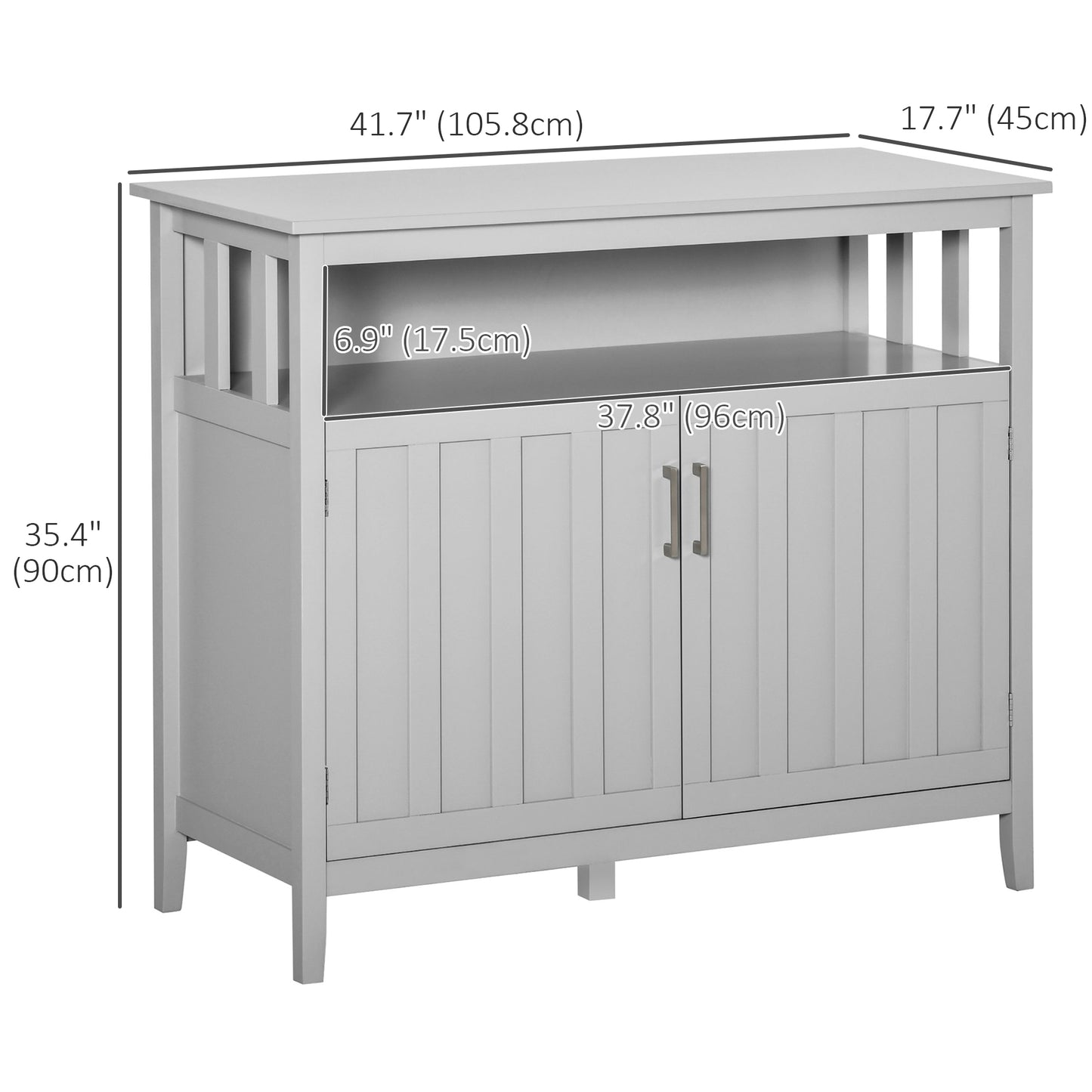 HOMCOM Sideboard Buffet Server Storage Cabinet Console Table with 2 Doors and Adjustable Shelves for Kitchen & Dining Room, White