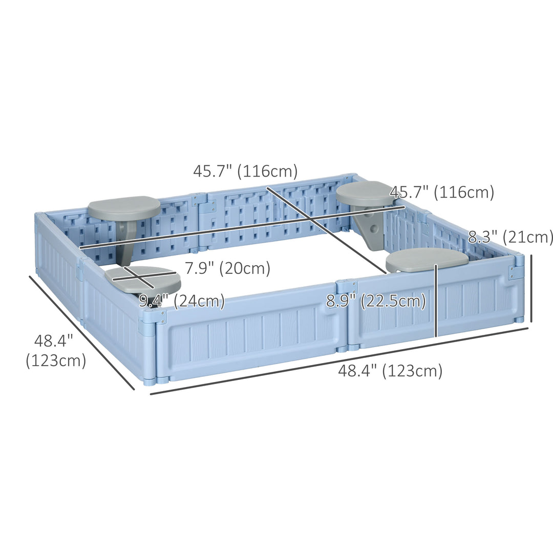 Outsunny Kids Outdoor Sandbox with Canopy, Bottom Fabric Liner, Brown