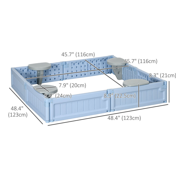 Outsunny Kids Outdoor Sandbox with Canopy, Bottom Fabric Liner, Brown