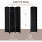 HOMCOM 6ft Folding Room Divider, 3 Panel Wall Partition with Wooden Frame for Bedroom, Home Office, Black