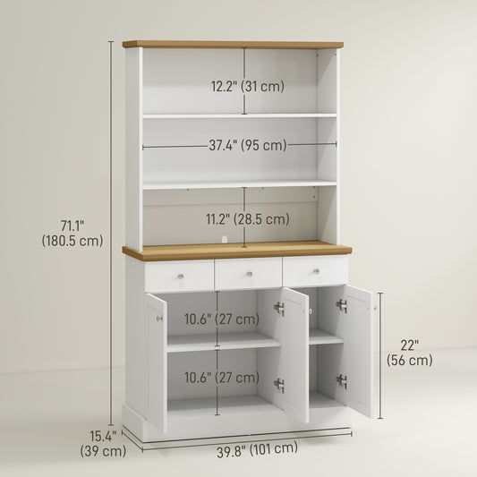 HOMCOM Kitchen Pantry Buffet Server Hutch Storage Sideboard Bookcase with Drawers & Cabinets for Living Room Cabinet Console
