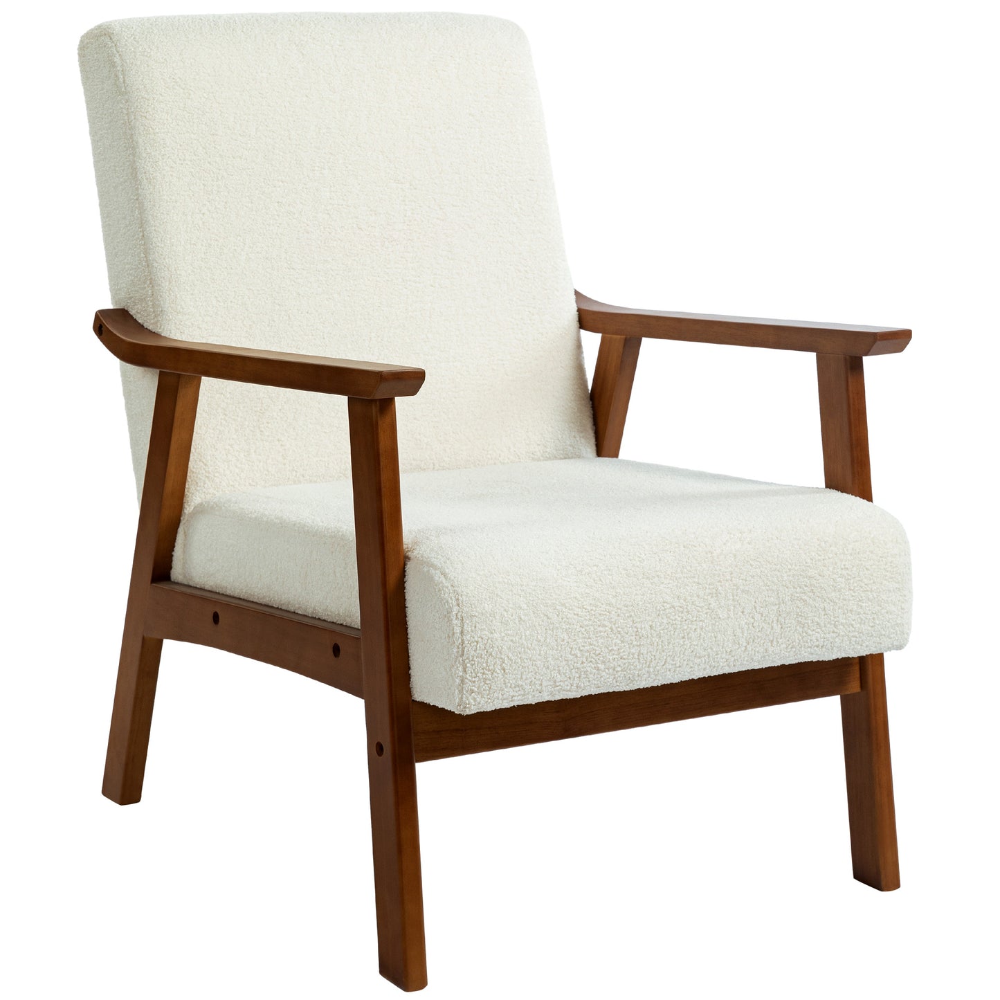 HOMCOM Living Room Chair Boucle Accent Chair for Bedroom with Wide Seat and Thick Padding, Grey