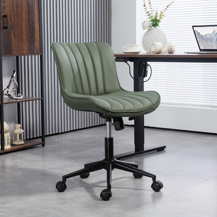 HOMCOM Armless Office Chair, 360° Swivel Desk Chair with Adjustable Height & Tilt Function for Home Office, Study, Dark Green