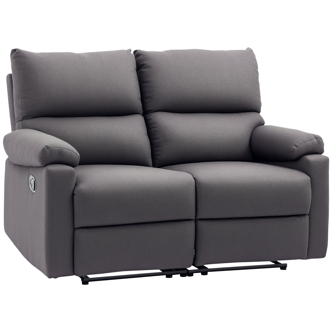 HOMCOM 2 Seater Reclining Chair, Loveseat Recliner Sofa with Footrest and Split Backrest, Dark Grey