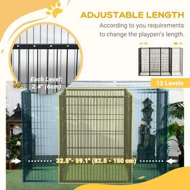 PawHut 6 Panel 32.5" - 59" x 40" Dog Playpen, Heavy Duty Pet Playpen for Indoor Outdoor, Small Medium and Large Dogs
