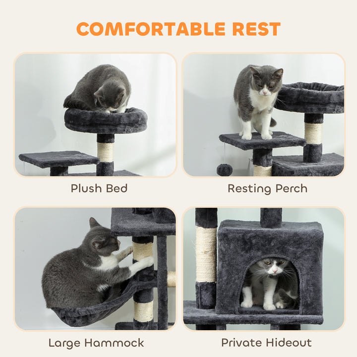 PawHut 49 Inch Large Cat Tree for Indoor Cats, Light Grey