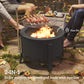 Outsunny Outdoor Fire Pit, Round Firepit with Grill Grate, Fire Bowl with Ash Catcher and Poker for Backyard Camping Bonfire Picnic, Black