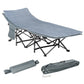 Outsunny Folding Camping Cot with Mattress & Pillow, Double Layer Oxford Heavy Duty Sleeping Cot with Carry Bag Light Grey