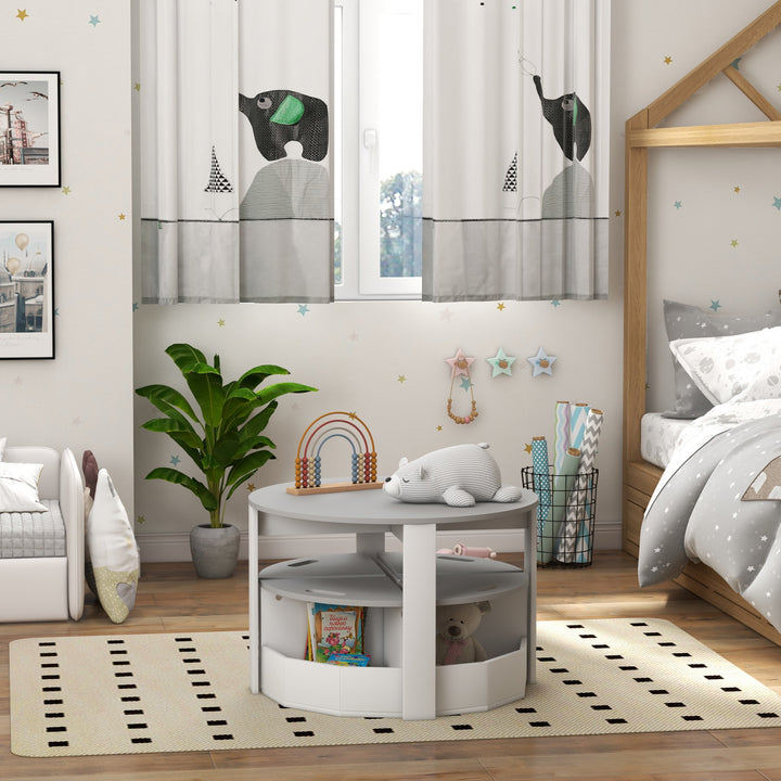 Qaba 5 Piece Kids Table and Chair Set with Storage for Kids Room, Grey