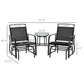 Outsunny Outdoor Glider Bench with Coffee Table, Patio 2-Seat Rocking Chair Swing Loveseat with Breathable Sling for Backyard Garden Porch, Black