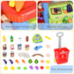 Qaba Kid Supermarket Fun Playset Grocery Store Pretend Play Toy with Shopping Cart Working Scanners Cash Register Accessories Light & Sound Gift for Boys and Girls Age 3-6 Years