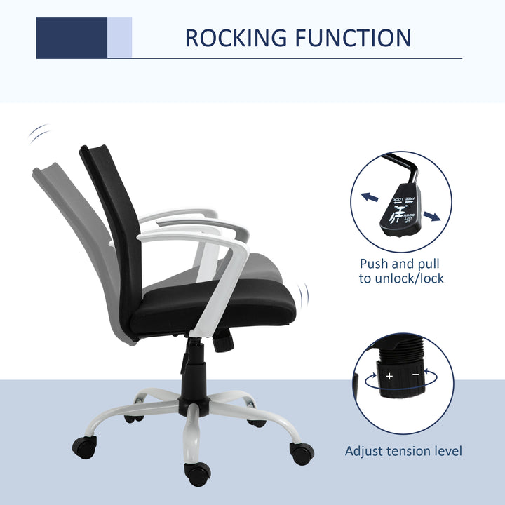 Vinsetto Linen Mid Back Office Chair With Tilt Function, Swivel Computer Chair, Charcoal Grey