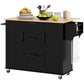 HOMCOM Rolling Kitchen Cart on Wheels with Drop Leaf, Kitchen Island with 3 Drawers, Solid Wood Top and Towel Rack, White