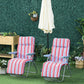 Outsunny Set of 2 Garden Sun Lounger, Outdoor Reclining Seat Cushioned Seat, Foldable Adjustable Recliner, Grey and Blue