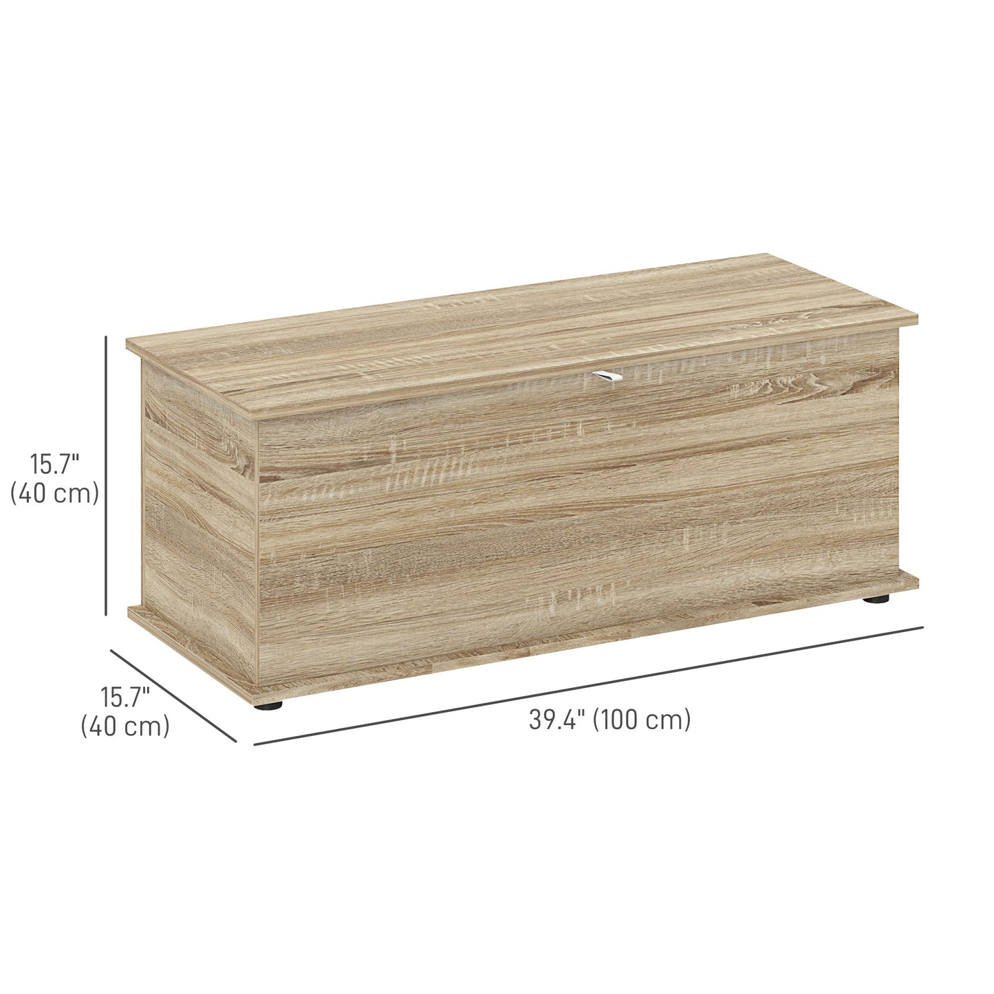 HOMCOM 39.5" Storage Chest with 2 Safety Hinges, Storage Box Organizer with Flip-Top Lid, Entryway Storage Bench, Rustic Brown