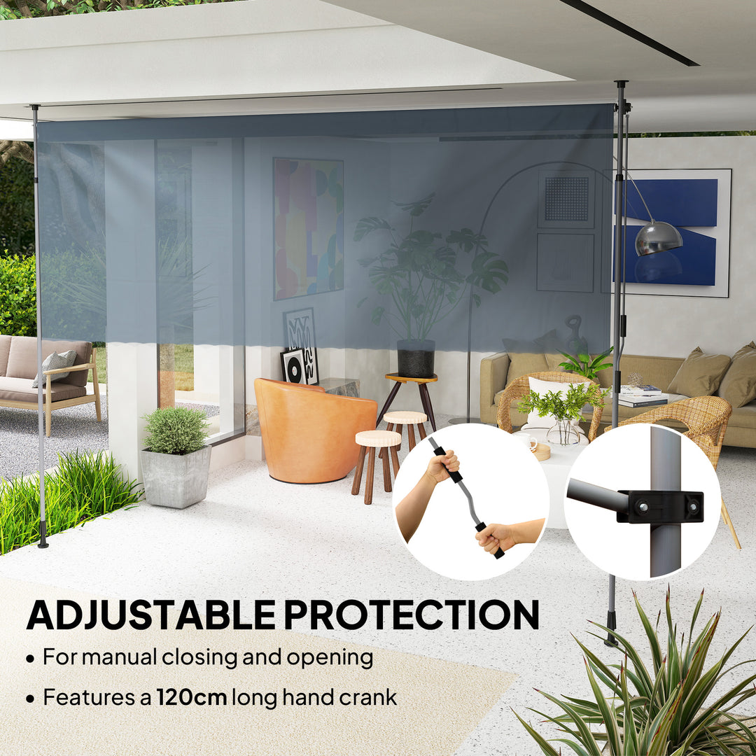 Outsunny 11.5' x 10' Manual Retractable Patio Awning, Outdoor Privacy Screen with UPF30+ & Water-Resistant Fabric, Dark Grey