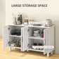 HOMCOM Kitchen Sideboard Cabinet with 4 Barn Doors and 2 Adjustable Shelves, Buffet Table for Living Room, Hallway, White