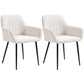 HOMCOM Dining Chairs Set of 2, Linen Upholstery Accent Chair with Back, Armrest, Metal Legs, Dark Grey