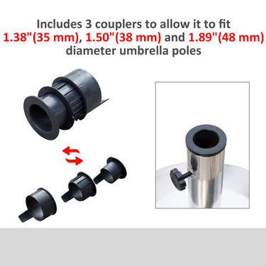 Outsunny 55 lbs Cement Round Patio Umbrella Stand, 19" Stainless Steel Base Stand Holder, Silver