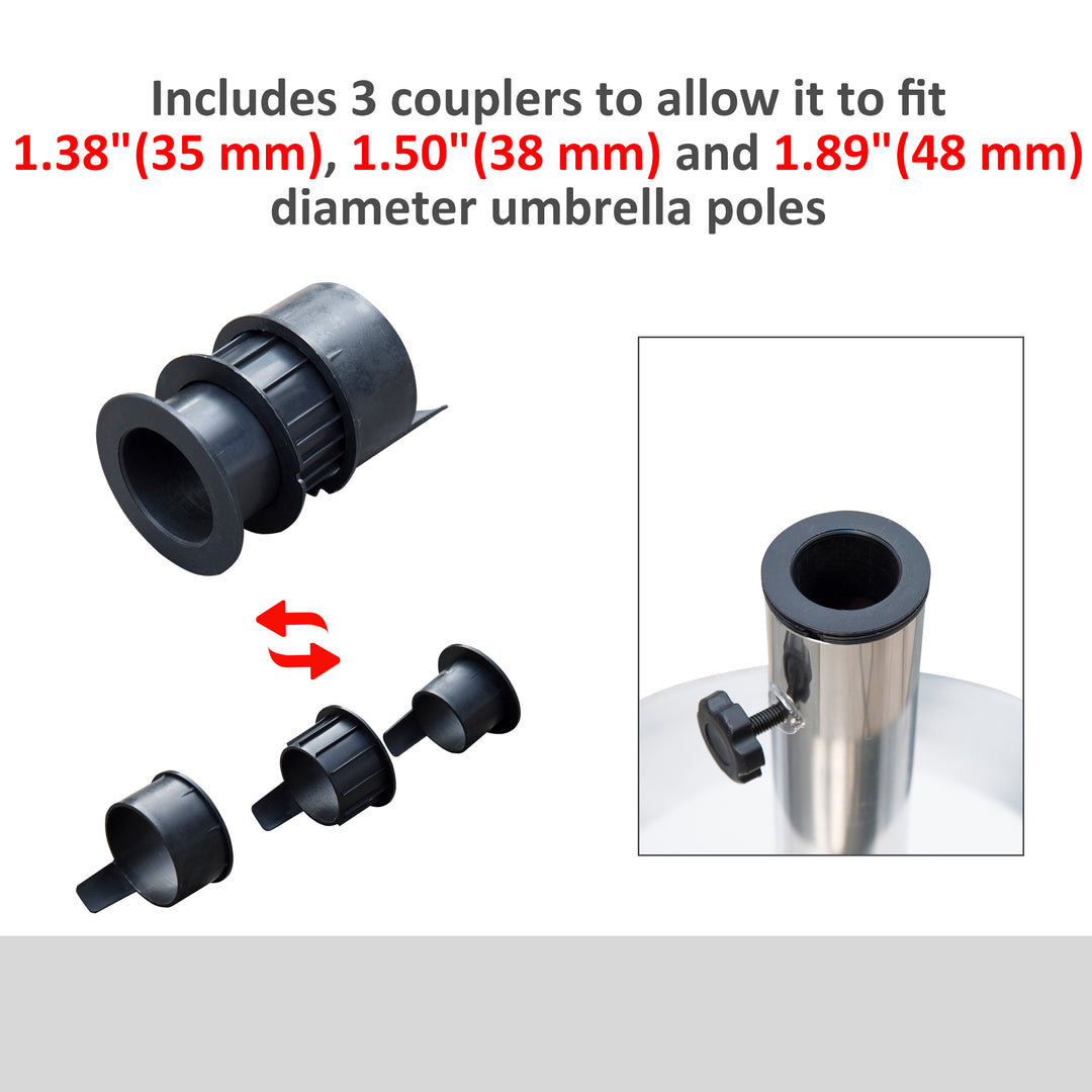 Outsunny 55 lbs Cement Round Patio Umbrella Stand, 19" Stainless Steel Base Stand Holder, Silver