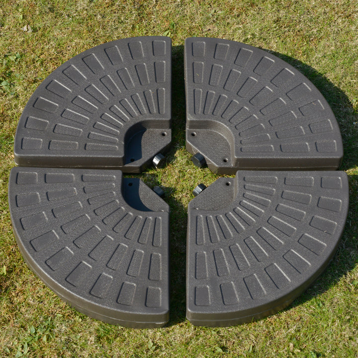 Outsunny 4-Piece Cantilever Offset Patio Umbrella Circular Base Stand w/Carry Handles, Water & Sand Filled