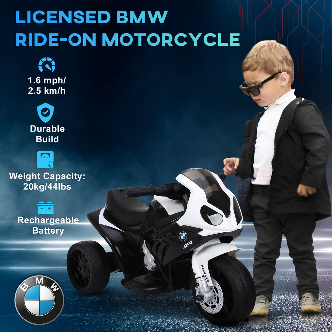 Aosom Kids Motorcycle, 6V Battery Powered Toddler Motorcycle with Headlight, Music, 3 Wheels Electric Motorcycle for Kids, Licensed BMW, Gift for Boys & Girls -Black