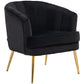 HOMCOM Fabric Armchair, Modern Accent Chair with Gold Metal Legs for Living Room, Bedroom, Home Office, Grey