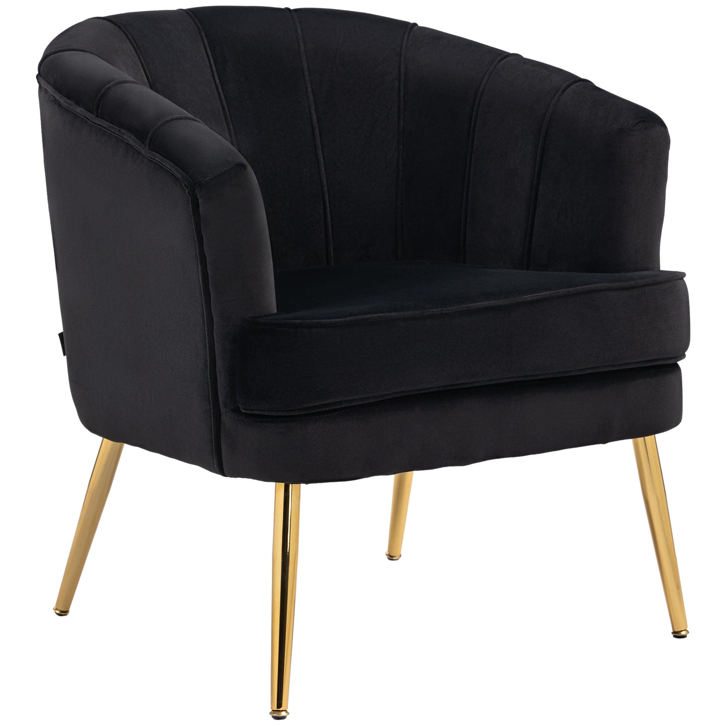 HOMCOM Fabric Armchair, Modern Accent Chair with Gold Metal Legs for Living Room, Bedroom, Home Office, Grey