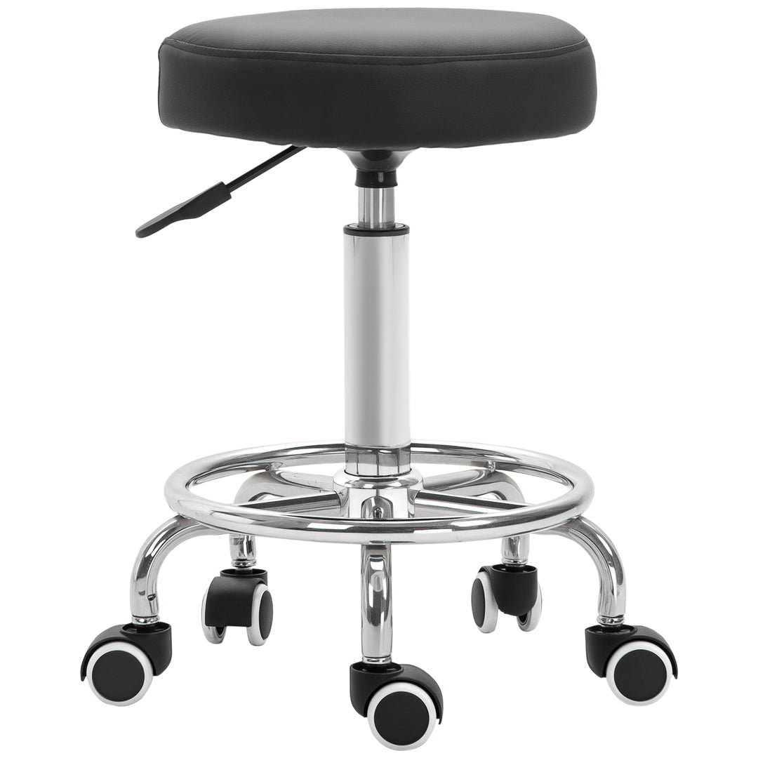 Vinsetto Adjustable Swivel Salon Stool Hydraulic PU Barber Rolling Massage Tattoo Chair Bar Beauty SPA Seat Black