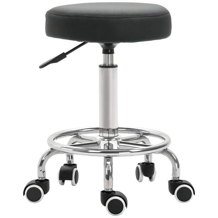 Vinsetto Adjustable Swivel Salon Stool Hydraulic PU Barber Rolling Massage Tattoo Chair Bar Beauty SPA Seat Black