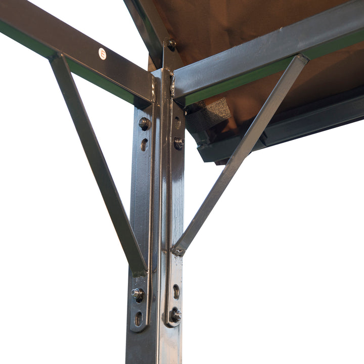 Outsunny 8x4ft BBQ Gazebo Tent Metal Frame Arch Canopy Garden Sunshade Portable Shelter Backyard with Side Shelf Coffee