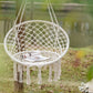 Outsunny Patio Hammock Chair, Hanging Rope Hammock Swing for Indoor & Outdoor Use with Backrest, Cotton-Polyester Blend, Fringe Tassels, Dark Grey