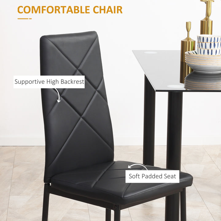 HOMCOM Modern Dining Table Set for 4, Space-Saving 5 Pieces Kitchen Table Set with Rectangle Table and Steel Frame, White