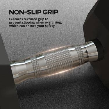 Soozier 2 x 45lbs Rubber Hex Dumbbells Weight Dumbbell Hand Weight Barbell for Body Fitness Training for Home Office Gym, Black