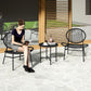Outsunny Rattan Bistro Set, 3 Pieces Wicker Patio Furniture Set, Acapulco Chairs and Steel Table for Porch, Balcony, Black