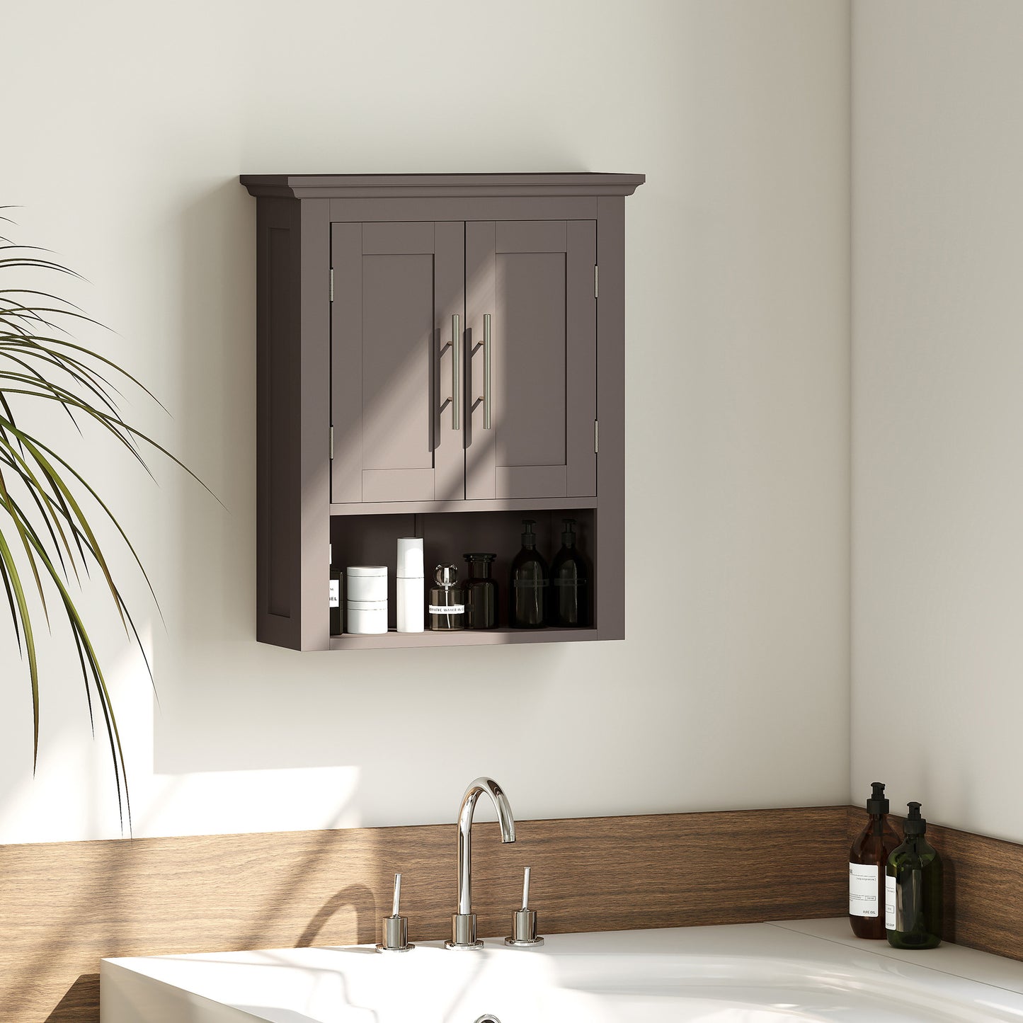 kleankin Bathroom Wall Cabinet, Medicine Cabinet, Toilet Storage Cabinet with Shelf for Living Room and Entryway, White