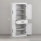 HOMCOM 72" Kitchen Storage Cabinet, Farmhouse Kitchen Pantry Cabinet with 4 Barn Doors, Drawer, Adjustable Shelves, Grey