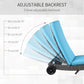 Outsunny Outdoor Adjustable Wicker Chaise Lounge Chair with Cushion & Wheels for Patio, Deck, Poolside, Sky Blue