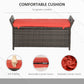 Outsunny 2-In-1 Outdoor PE Rattan Storage Bench, 29 Gallon Patio Wicker Furniture, Basket Box with Handles and Cushion Red