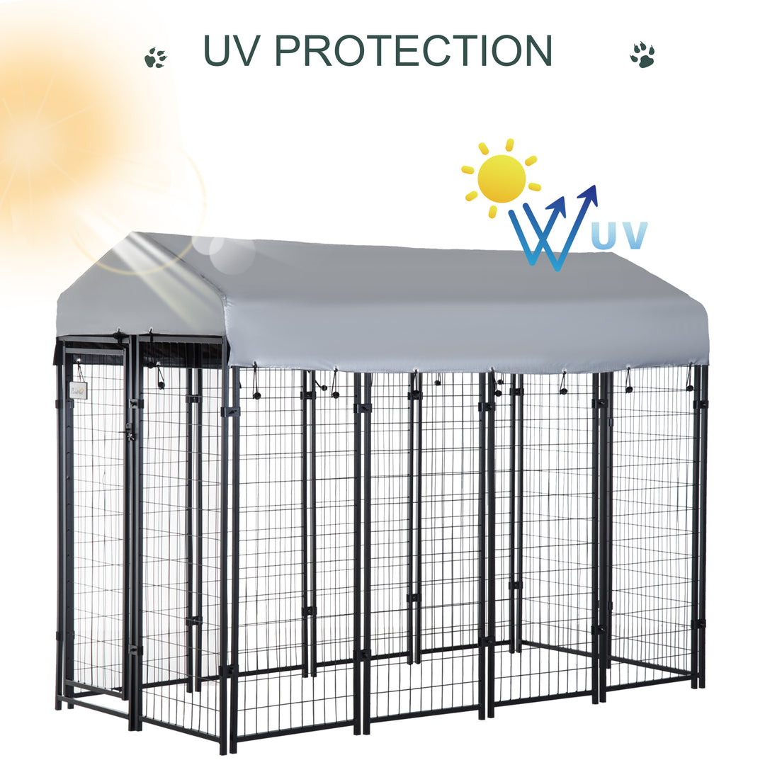 PawHut Outdoor Dog Kennel with Waterproof UV-Resistant Cover, 8 x 4 x 6 ft