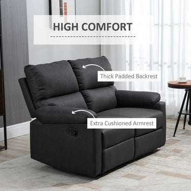 HOMCOM 2 Seater Reclining Chair, Loveseat Recliner Sofa with Footrest and Split Backrest, Dark Grey