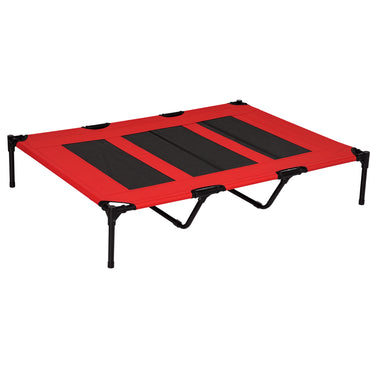 PawHut Elevated Dog Bed, Raised Dog Cot for XL Sized Dogs, Indoor & Outdoor, 48" x 36" x 9", Red