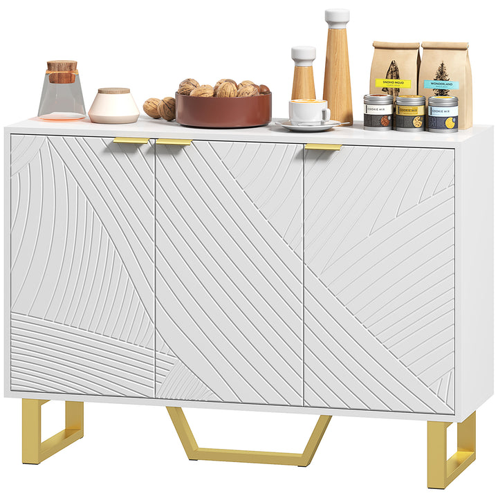 HOMCOM Sideboard Buffet Cabinet with Adjustable Shelves, Living Room Cabinet, TV Cabinet for 50 Inch TV, White