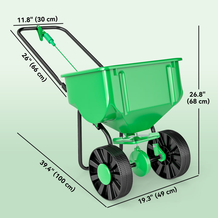 Outsunny Broadcast Spreader, 40 L Walk-Behind Fertilizer Spreader with 8.5" Wheels for Fertilizer, Seeds, Salt, 132 LB Capacity