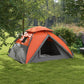 Outsunny Pop up Camping Tent, 3-4 Man Family Tent, 3000mm Waterproof, with Carry Bag and Top Hook, Grey and Orange
