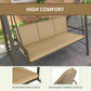 Outsunny 3 Seater Patio Swing Chair, Porch Swing with Adjustable Canopy and Removable Cushions, Outdoor Swing Seat, Beige