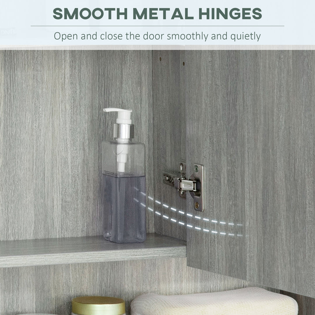 kleankin Wall Mounted Bathroom Medicine Cabinet with Mirror and Adjustable Shelves, Grey