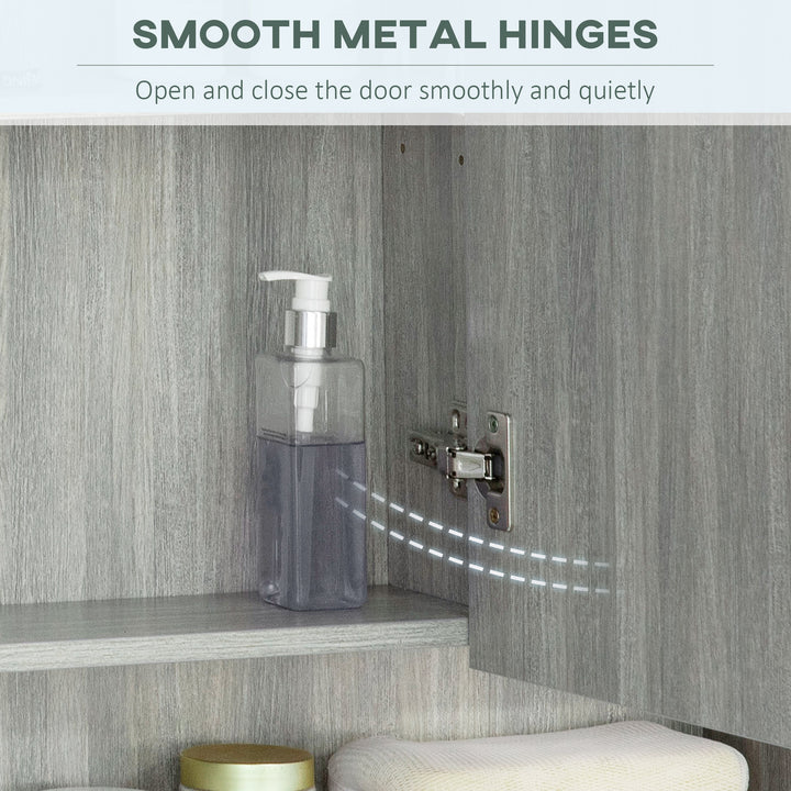 kleankin Wall Mounted Bathroom Medicine Cabinet with Mirror and Adjustable Shelves, Grey